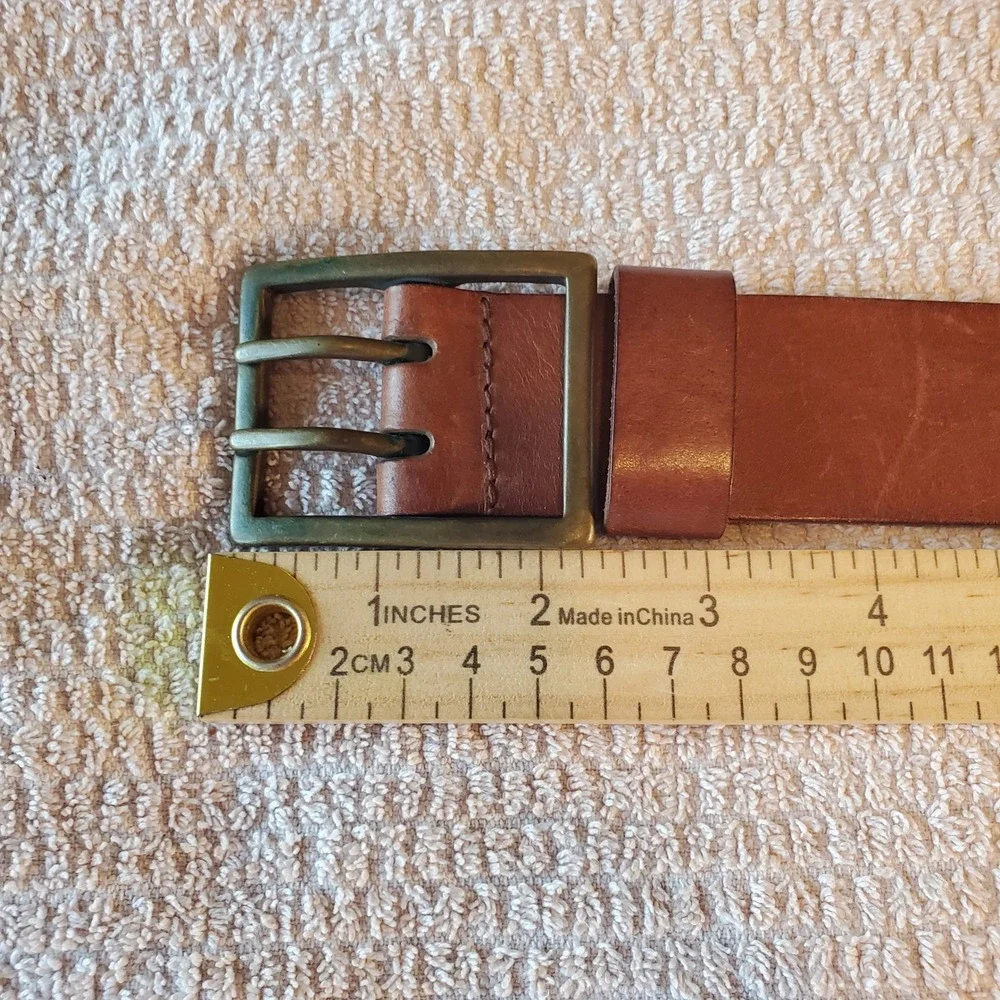 Amanda Smith Brown Leather Double‎ Prong Grommet Belt Womens Small RN13711